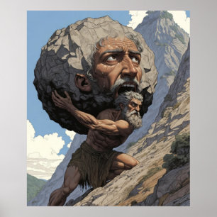 Mythe van Sisyphus Eeuwige Strijd en Kracht A Poster