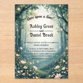 Mythic Woodland Enchanted Forest Fairytale Wedding Acryl Uitnodigingen (Voorkant)