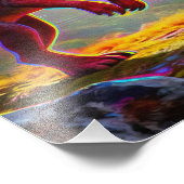 Mythical and Prehistoric Pegasus, Dragon, Dinosaur Foto Afdruk (Hoek)