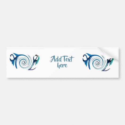 Mythical Animal Blue Dragons Custom Bumpersticker (Voorkant)