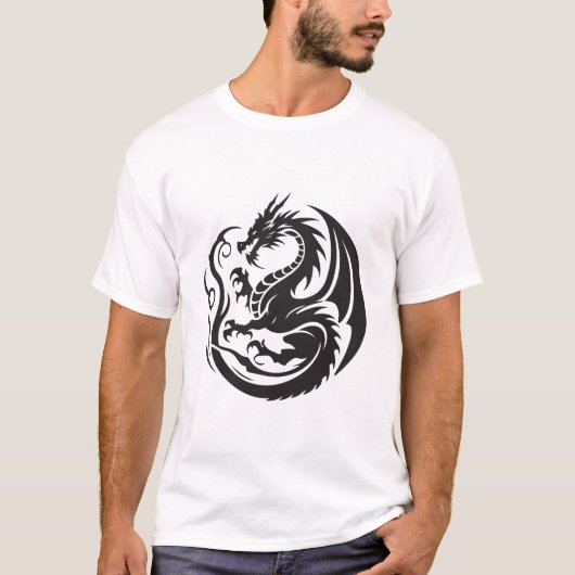 Mythical Black Dragon Tattoo T-shirt (Voorkant)