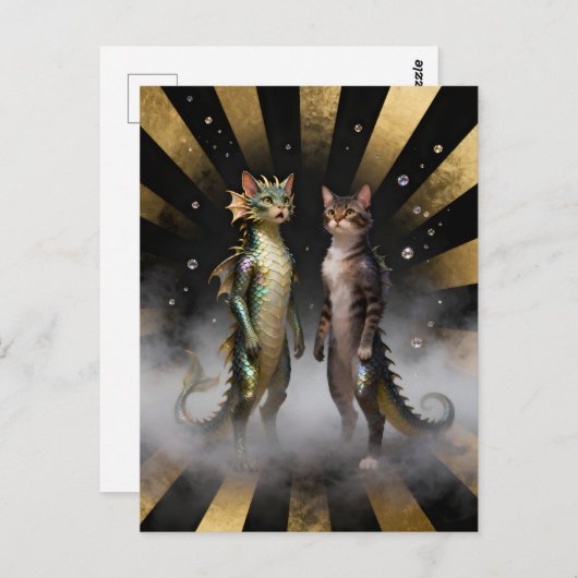 Mythical Cat-Dragon Creatures Briefkaart (Voorkant / Achterkant)