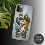 Mythical Celtic Dragons Fantasy Tattoo Art Case-Mate iPhone Case<br><div class="desc">Hedendaagse old-school tattoo ontwerp van zilverblauw en goudgeel gekleurde draken die hun eitje vasthouden. Mooie, moderne en coole hoes voor de trendsnuffelende en kunstminnende hippe trendsetter, kunstzinnige motiefliefhebber die zijn telefoon wil beschermen tegen stof en vuil, draag en scheurt. Dit ontwerp is beschikbaar in Apple iPhone 6, 7, 8, 10...</div>