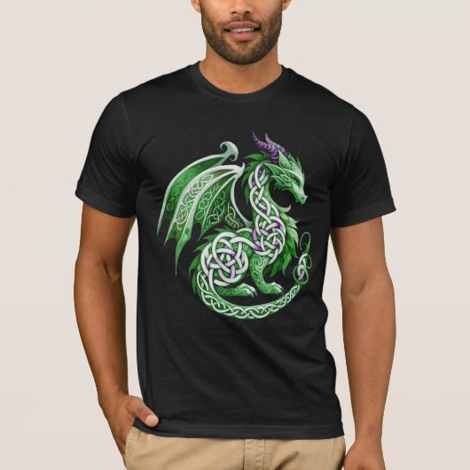 Mythical Celtic Green Dragon Fantasy Art T-shirt (Voorkant)