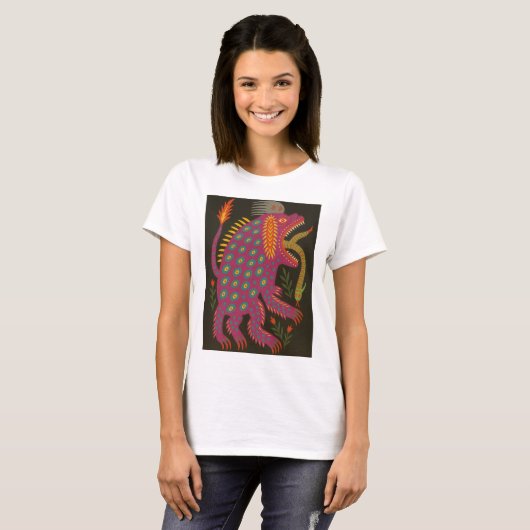 Mythical Creature Folk Art Print T-shirt (Voorkant volledig)