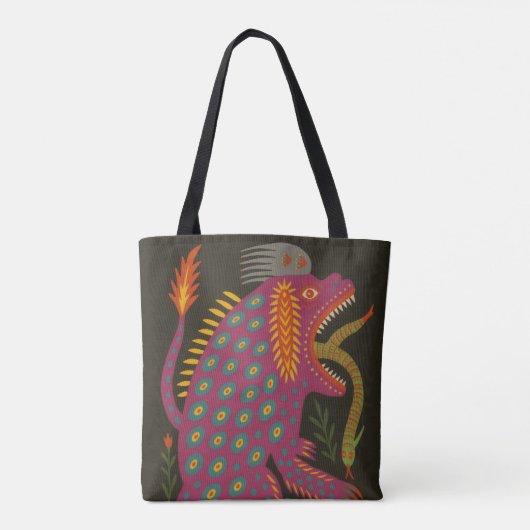 Mythical Creature Folk Art Print Tote Bag (Achterkant)