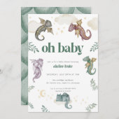 Mythical Dragon Baby shower Invitation Fairytale Kaart (Voorkant / Achterkant)