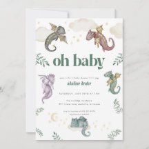 Mythical Dragon Baby shower Invitation Fairytale
