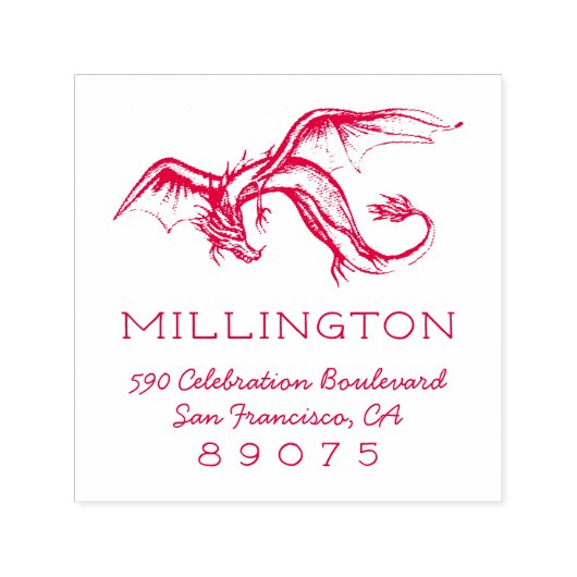 Mythical Dragon Familienaam Retouradres Zelfinktende Stempel (Design)