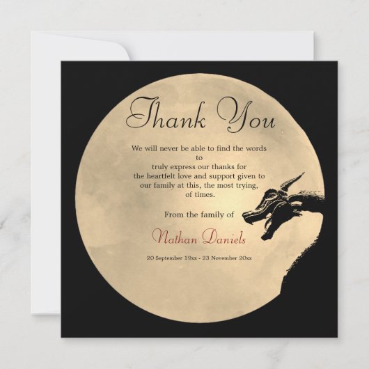 Mythical Dragon Funeral Thank You Cards Kaart (Voorkant)