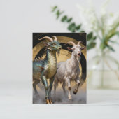 Mythical Dragon Goat Creatures Surprised Briefkaart (Staand voorkant)