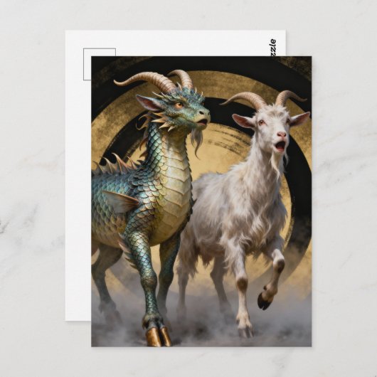 Mythical Dragon Goat Creatures Surprised Briefkaart (Voorkant / Achterkant)