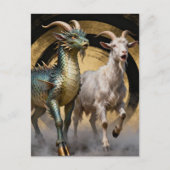 Mythical Dragon Goat Creatures Surprised Briefkaart (Voorkant)