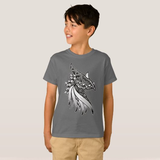 Mythical Dragon Mandala - Fantasy Horned Head T-Sh T-shirt (Voorkant volledig)