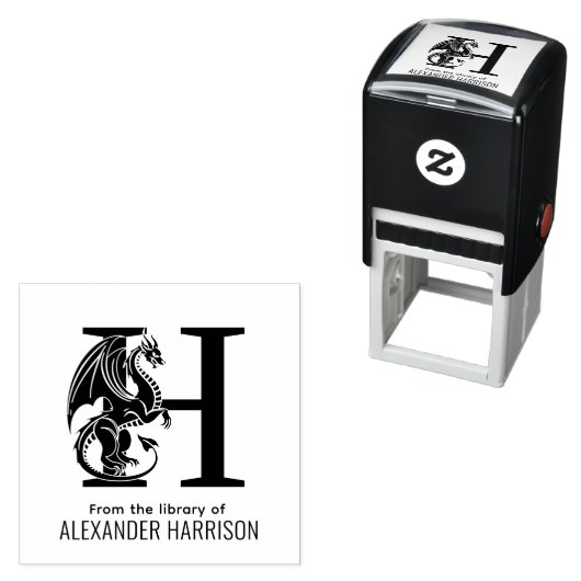 Mythical Dragon Over Single Bold Initiaal Naam Boe Zelfinktende Stempel (In situ)