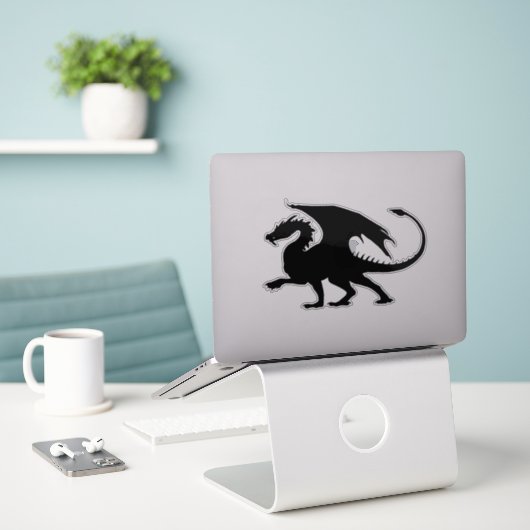 Mythical dragon silhouette sticker (Laptop op bureau)