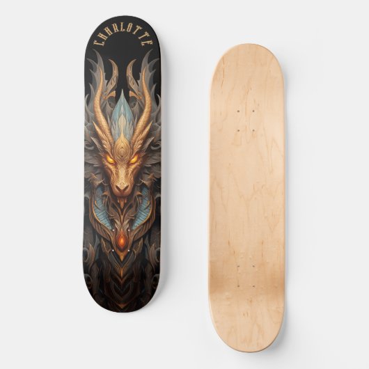 Mythical Dragon with Tribal Patterns Dark Fantasy Persoonlijk Skateboard (Voorkant)