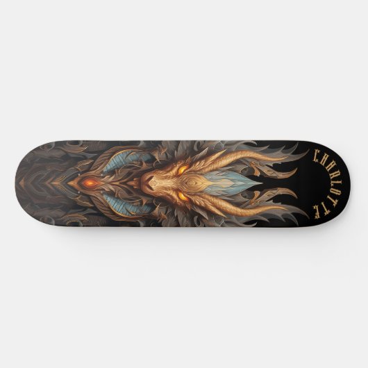 Mythical Dragon with Tribal Patterns Dark Fantasy Persoonlijk Skateboard (Horizontaal)