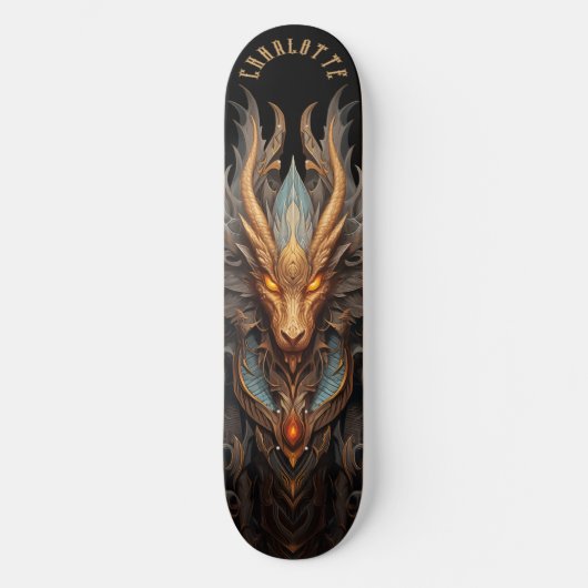 Mythical Dragon with Tribal Patterns Dark Fantasy Persoonlijk Skateboard (Voorkant)
