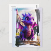 *~* Mythical Fantasy AP48 Kinder Dragon Cartoon Briefkaart (Voorkant / Achterkant)