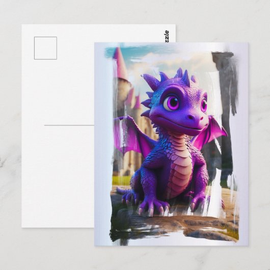 *~* Mythical Fantasy AP48 Kinder Dragon Cartoon Briefkaart (Voorkant / Achterkant)