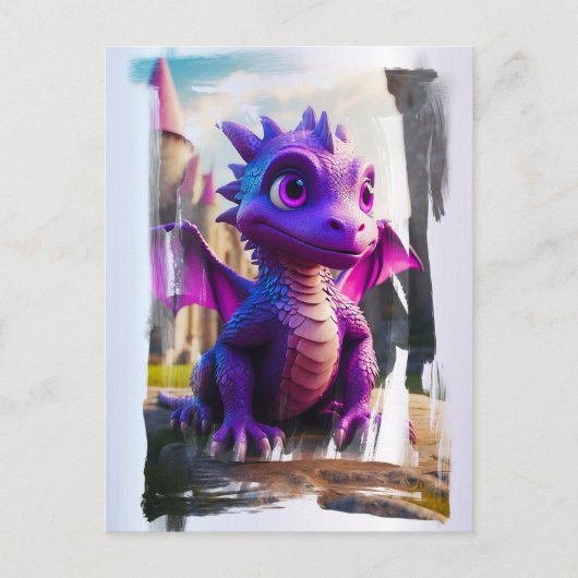 *~* Mythical Fantasy AP48 Kinder Dragon Cartoon Briefkaart (Voorkant)