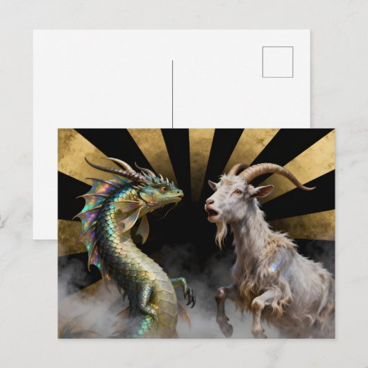 Mythical Goat-Dragon Creatures Surprised Briefkaart (Voorkant / Achterkant)
