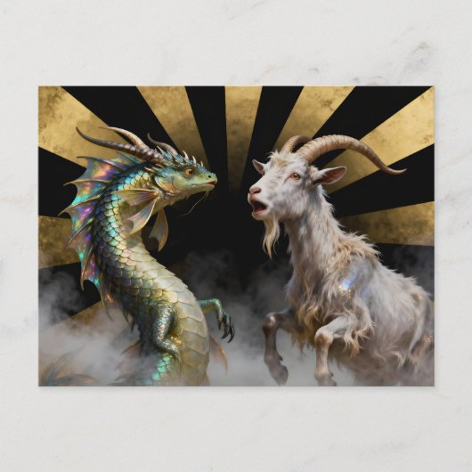 Mythical Goat-Dragon Creatures Surprised Briefkaart (Voorkant)