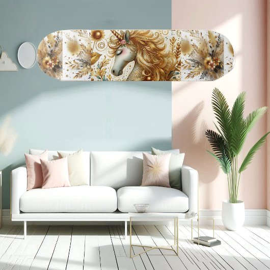 Mythical Gold Unicorn Divine Spiritual Decorative  Persoonlijk Skateboard