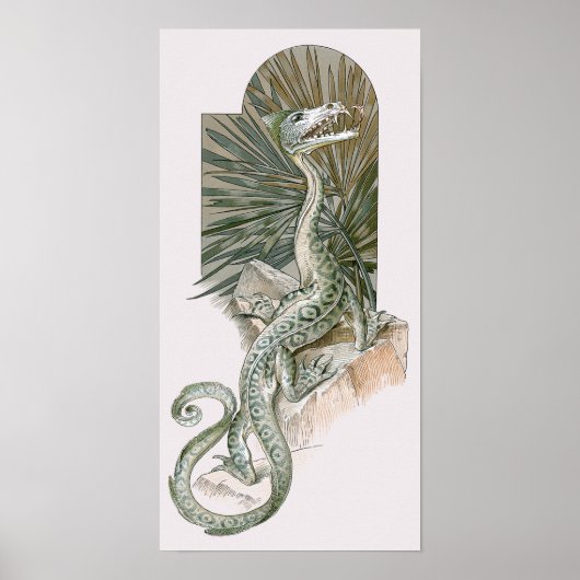 Mythical Lizard Dragon on Rocks, mythologie Poster (Voorkant)