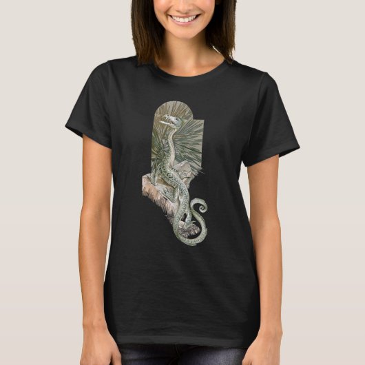 Mythical Lizard Dragon on Rocks,  mythologie T-shirt (Voorkant)