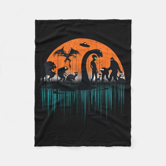 Mythical Loch Ness Bigfoot Mothman Aliens Funny Cr Fleece Deken (Voorkant)