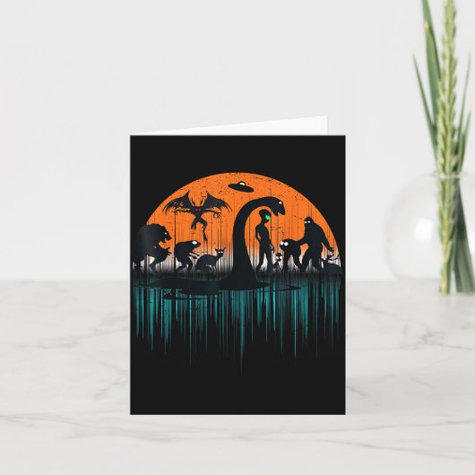 Mythical Loch Ness Bigfoot Mothman Aliens Funny Cr Kaart (Voorkant)