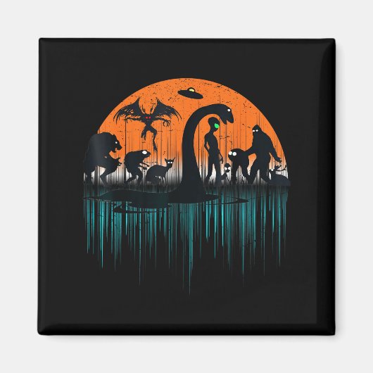 Mythical Loch Ness Bigfoot Mothman Aliens Funny Cr Magneet (Voorkant)