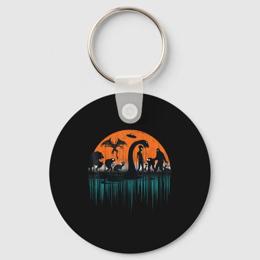 Mythical Loch Ness Bigfoot Mothman Aliens Funny Cr Sleutelhanger (Voorkant)