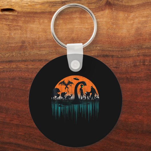 Mythical Loch Ness Bigfoot Mothman Aliens Funny Cr Sleutelhanger (Voorkant)