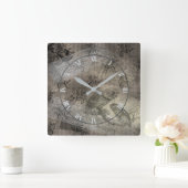 Mythical Owl Halloween Ephemera Paper Pattern Vierkante Klok (Huis)