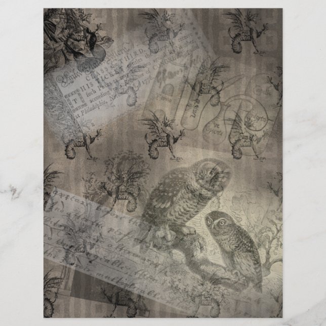 Mythical Owl Halloween Ephemera Papierpagina No1 (Voorkant)