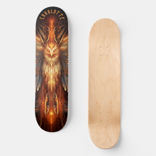 Mythical Phoenix with Tribal Patterns Dark Fantasy Persoonlijk Skateboard (Voorkant)