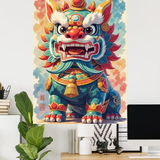 Mythical Shisa Poster (Thuiskantoor)
