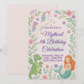 Mythical Unicorn Birthday invitation Kaart (Voorkant / Achterkant)