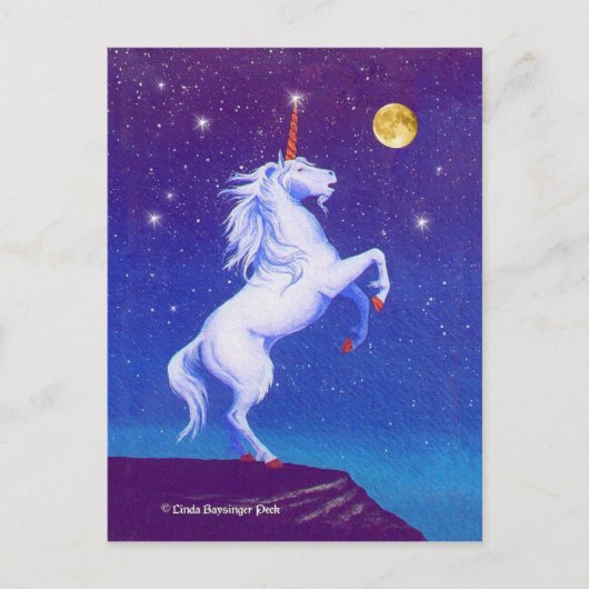 Mythical Unicorn Full Moon Briefkaart (Voorkant)