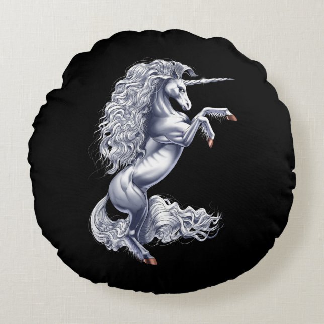 Mythical Unicorn Rond Kussen (Voorkant)