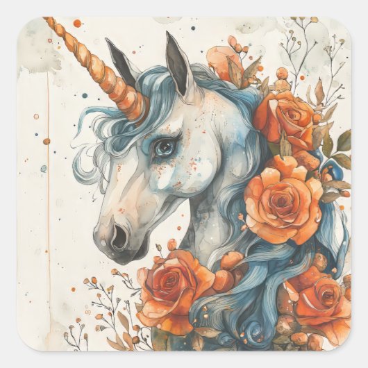 Mythical Unicorn Vierkante Sticker (Voorkant)