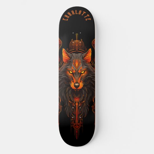 Mythical Werewolf Tribal Patterns Dark Fantasy Persoonlijk Skateboard (Voorkant)