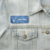 Mythical White Deer Head Antlers Rozen op blauw Naamplaatje (In situ)