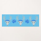 Mythical White Deer Head Antlers Rozen op blauw Yogamat (Voorkant (horizontaal))