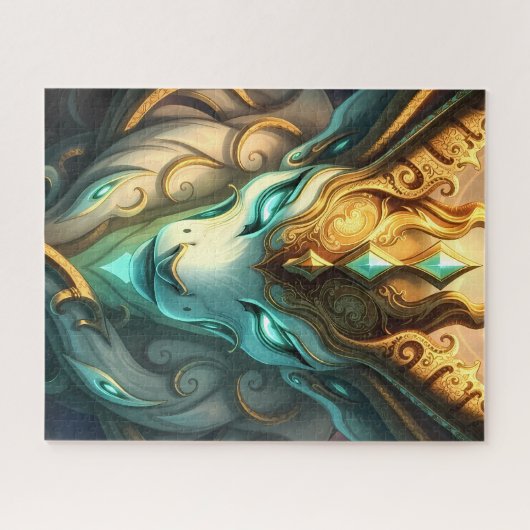 Mythical White Forest Guardian with Golden Antlers Legpuzzel (Horizontaal)