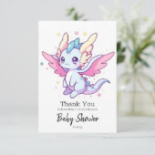 Mythisch Baby shower van de moderne draak Bedankkaart (Staand voorkant)
