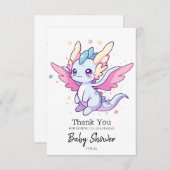 Mythisch Baby shower van de moderne draak Bedankkaart (Voorkant / Achterkant)